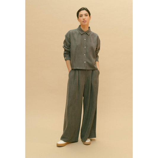 Pantalon large denim Tencel - Anthracite