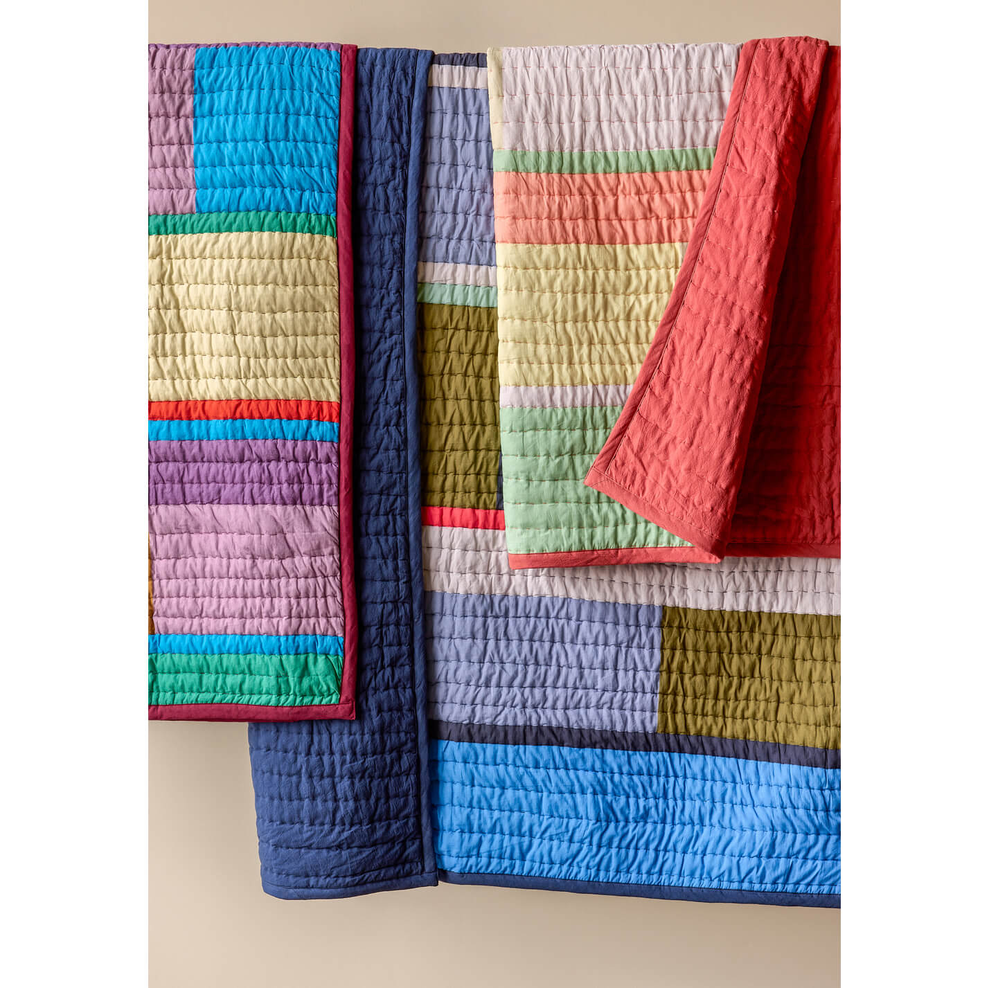 Boutis "Pavilion" colorblock - Corail