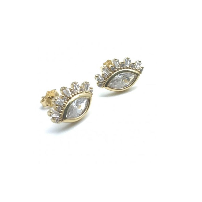 Puces d'oreilles "Oeil" Zircons - Vermeil