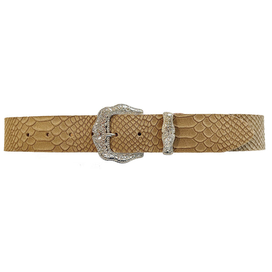 Ceinture "Texas" cuir Snake Sable