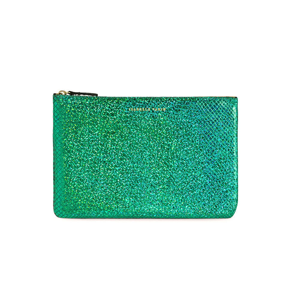 Petite pochette "Monoï" cuir Facette Vert