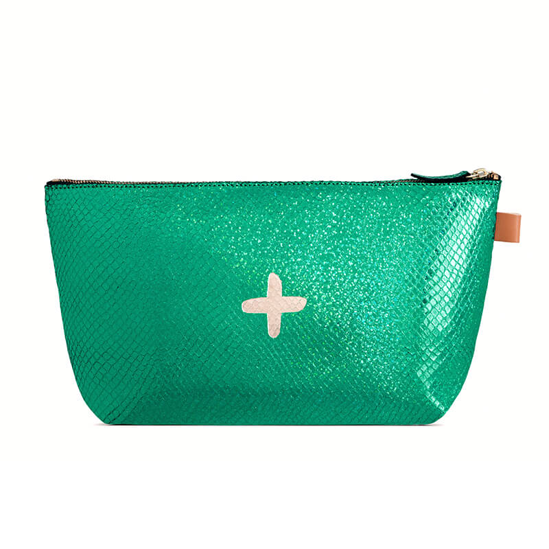 Grande trousse "Mild" cuir Facette Vert