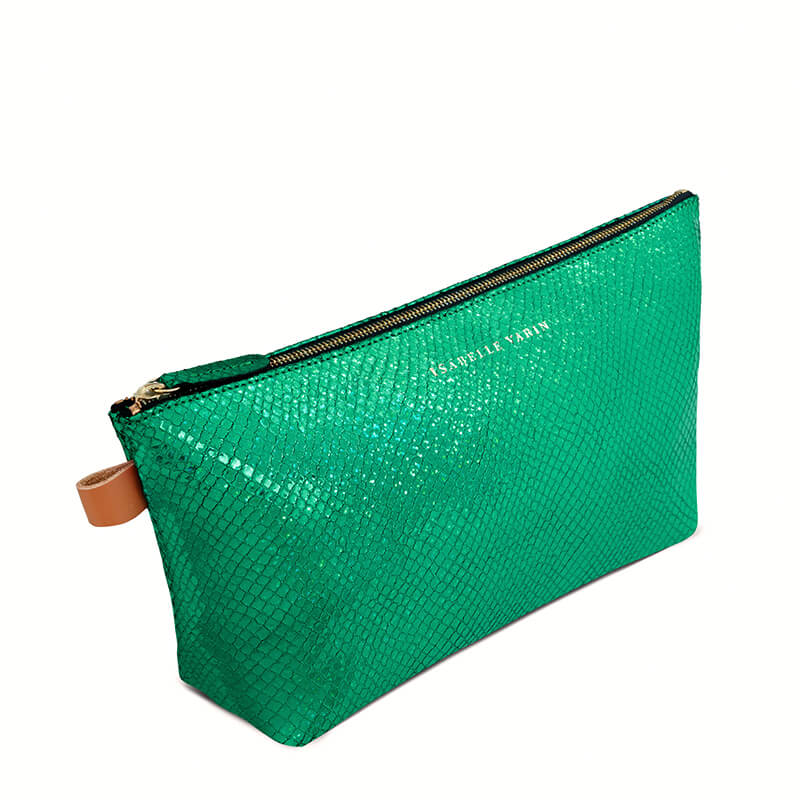 Grande trousse "Mild" cuir Facette Vert