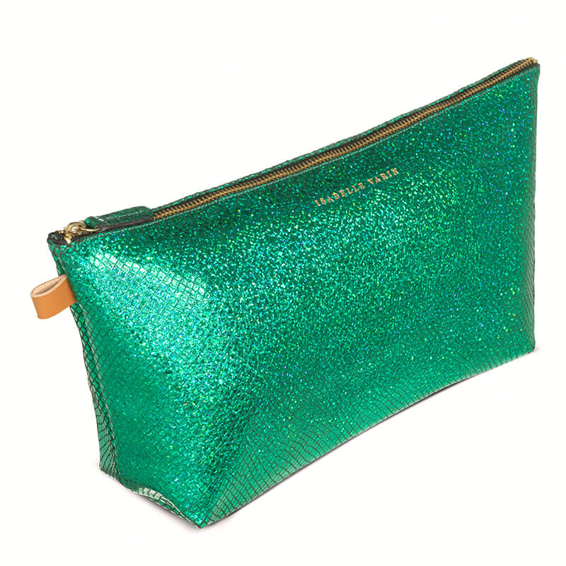 Trousse XL "Pilow" cuir Facette Vert