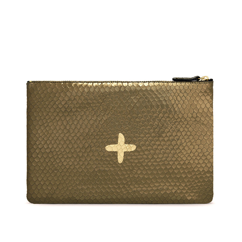 Pochette "Love" cuir Bubble Kaki