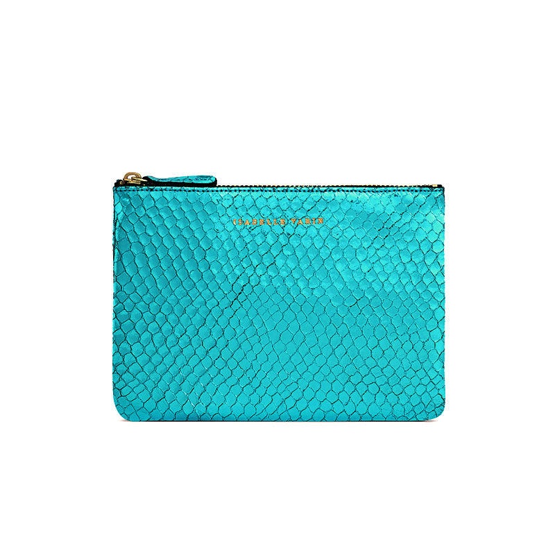 Petite pochette "Monoï" cuir Bubble Lagon