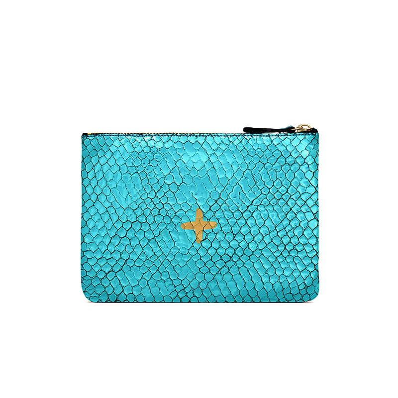 Petite pochette "Monoï" cuir Bubble Lagon