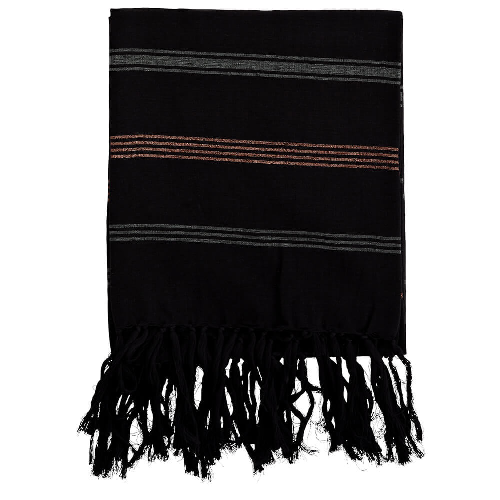 Fouta - Noir / rayé métallisé