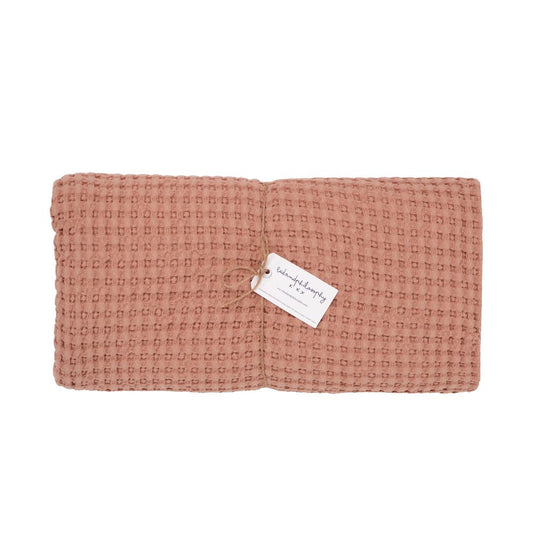 Plaid/drap de bain XL "Mireille" coton bio gaufré - Vieux rose