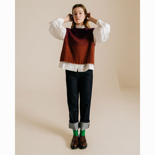 Pull "Bertille" alpaga mélangé - Aubergine