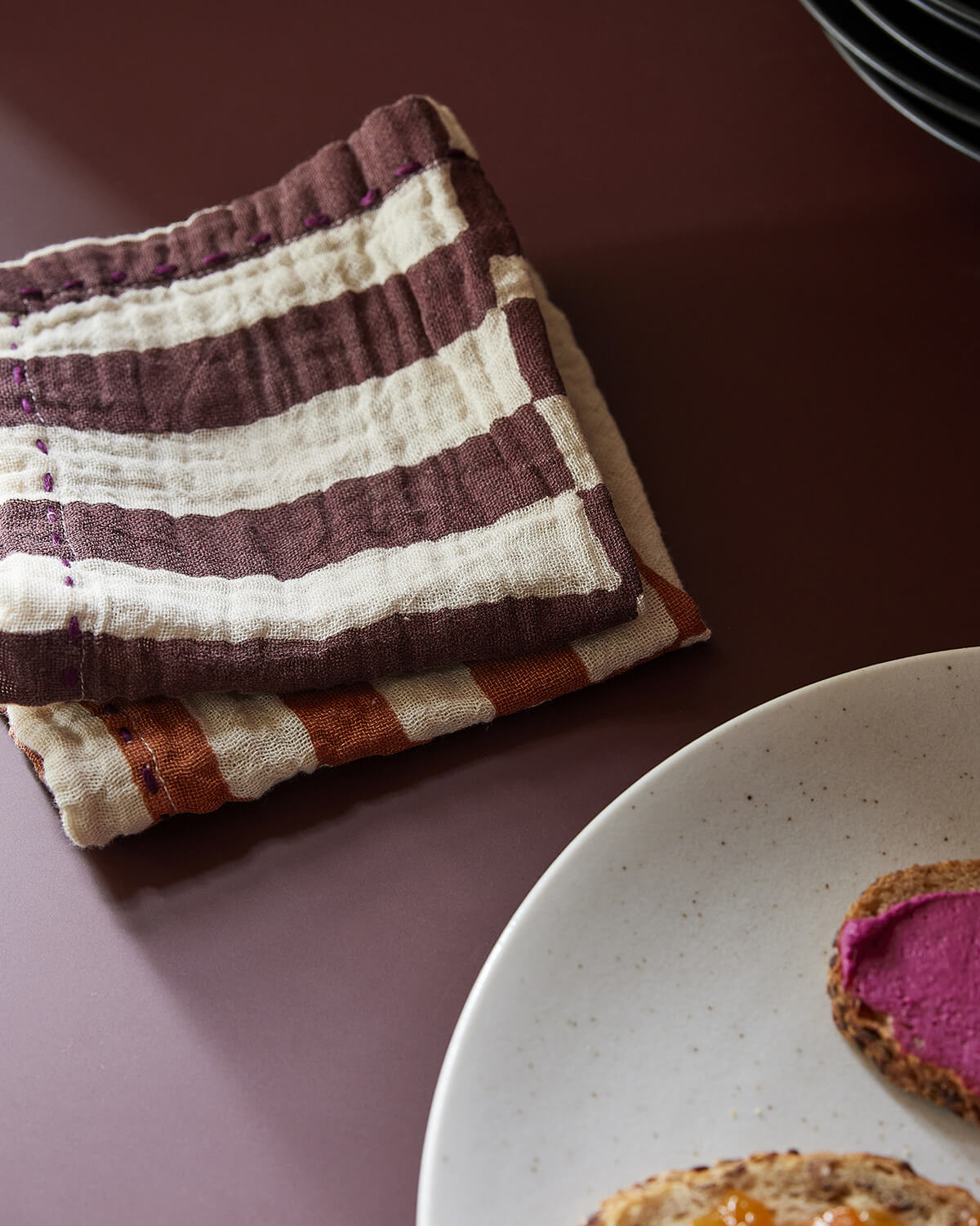 Serviettes de table "Stripe Burgundy" X2