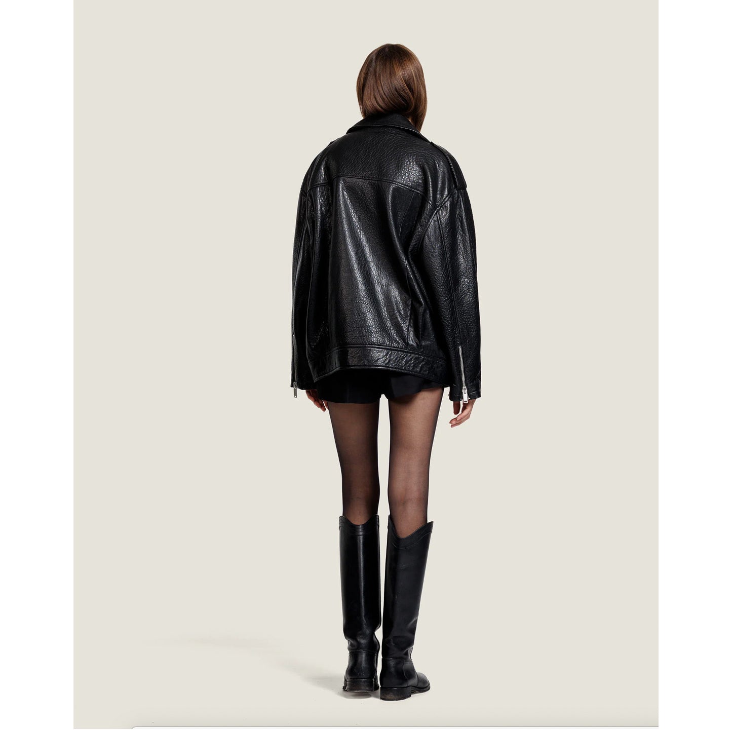 Perfecto oversize cuir "Carmel" - Noir