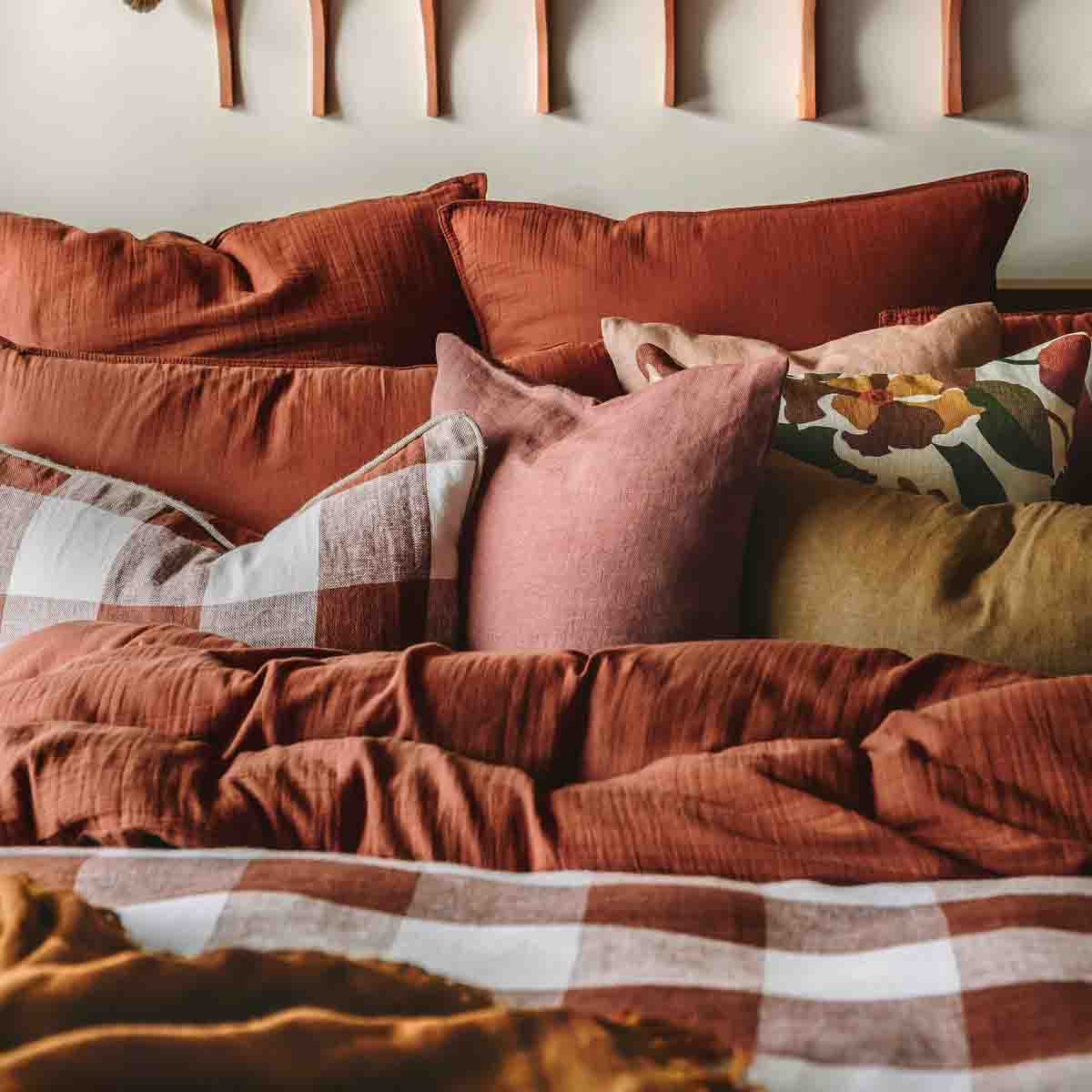 Housse de coussin XL "Cuba" lin bicolore - Charbon