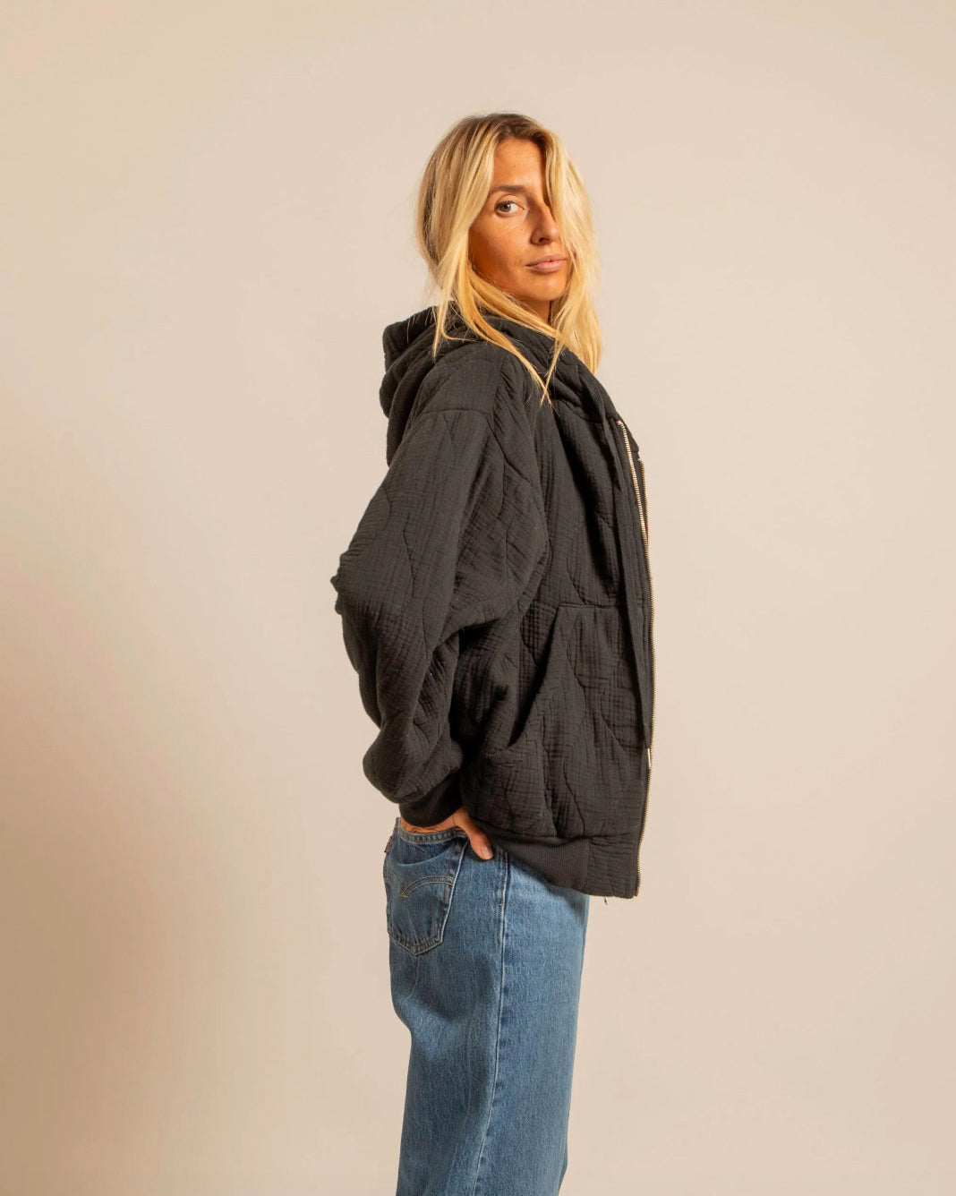 Hoodie-kimono "Washington" - Noir