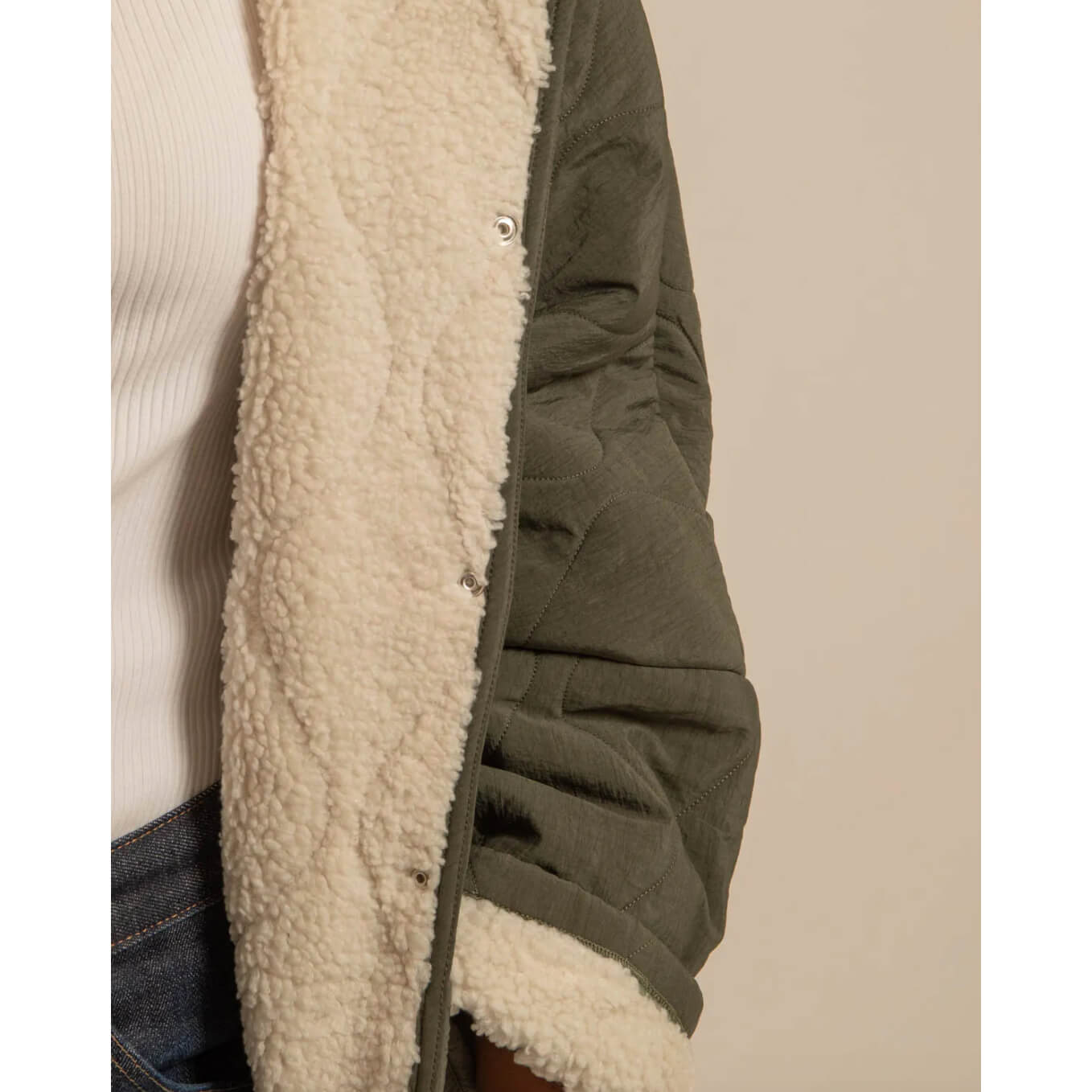 Veste "Indianapolis" nylon/sherpa - Kaki