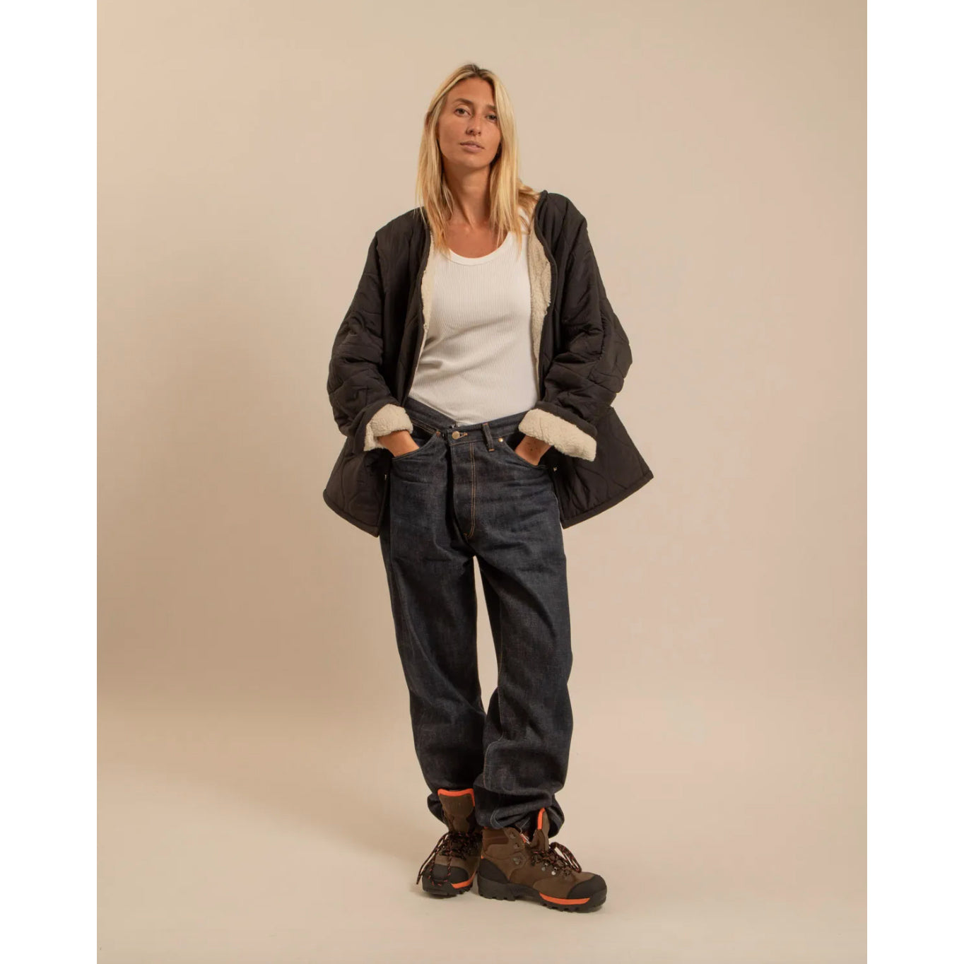 Veste "Indianapolis" nylon/sherpa - Noir