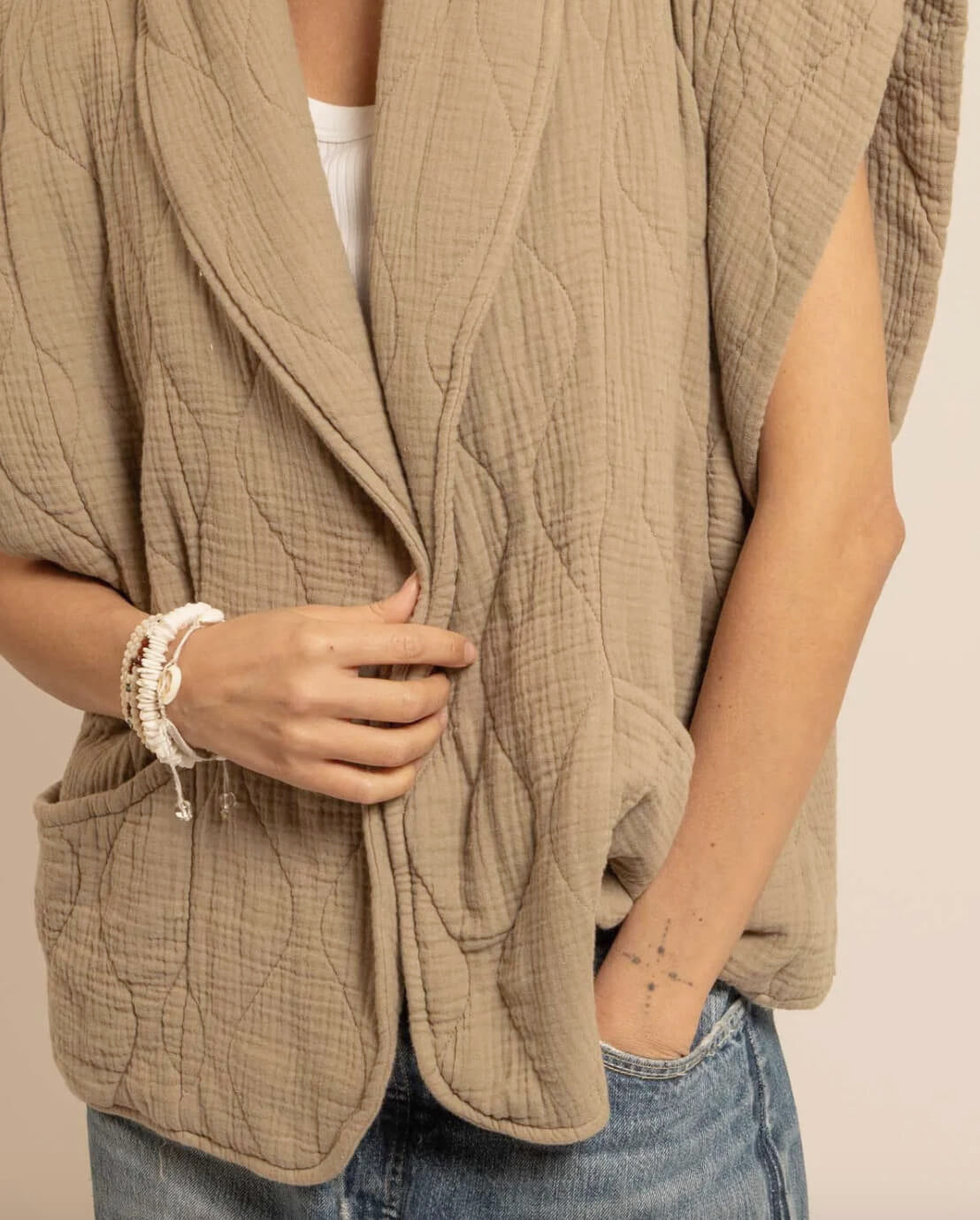 Veste sans manches "Brooklyn" - Beige