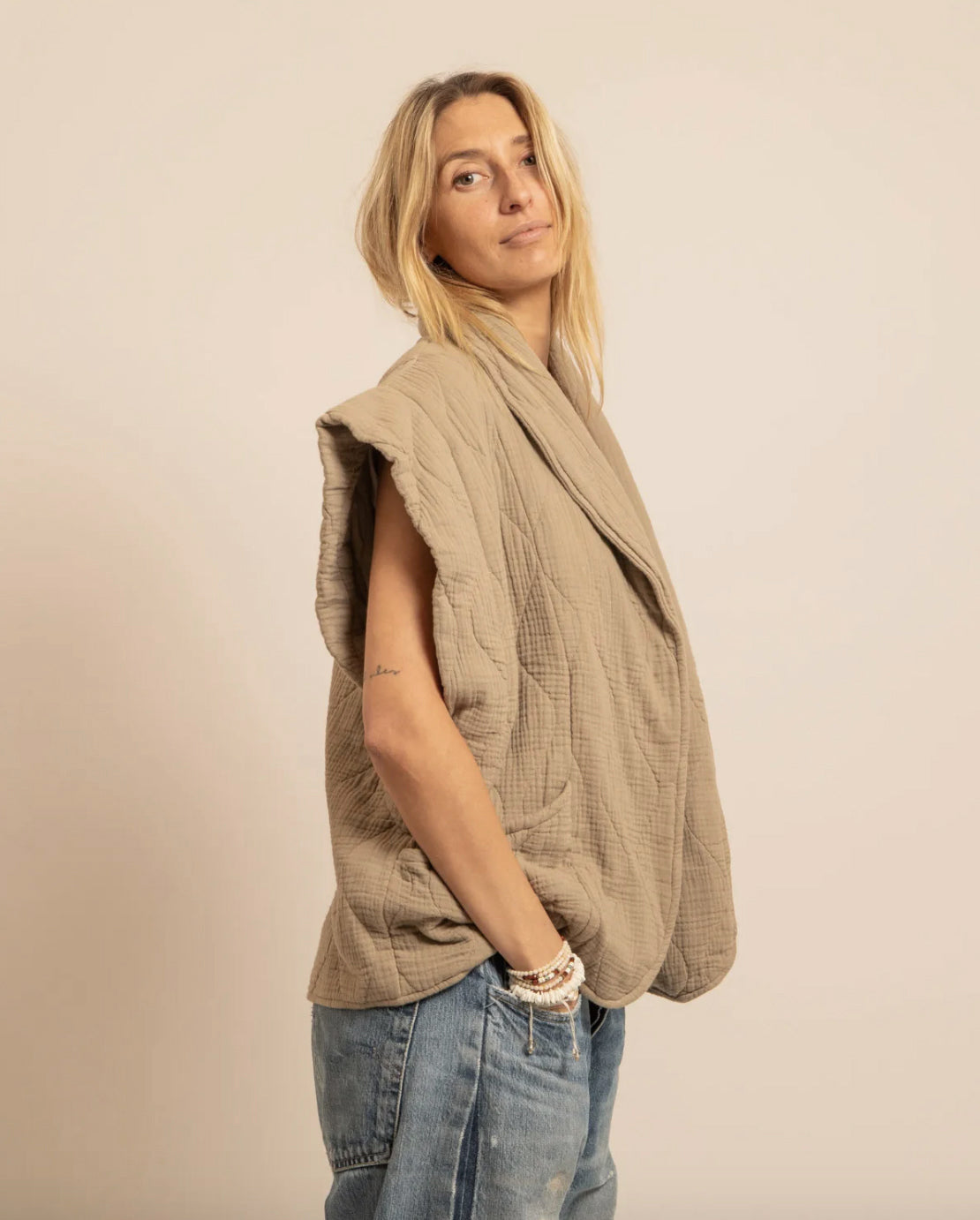Veste sans manches "Brooklyn" - Beige