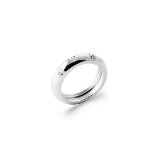 Bague "demi-tube" Zircons - Argent