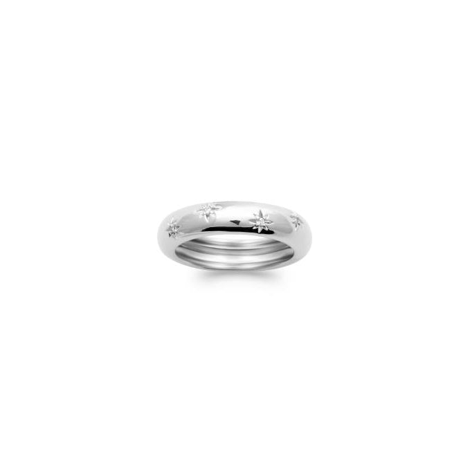 Bague "demi-tube" Zircons - Argent