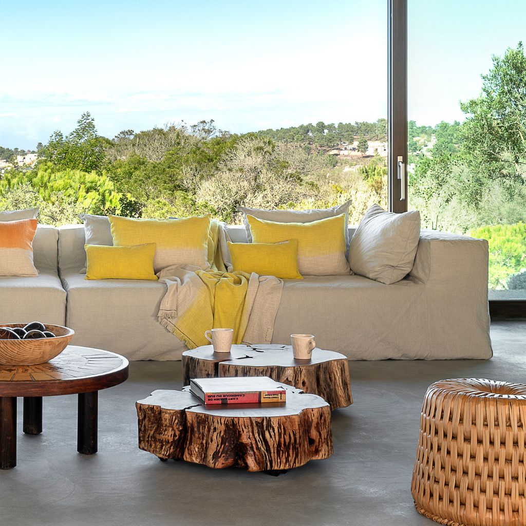 Coussin "Talc" tie & dye - Citrus