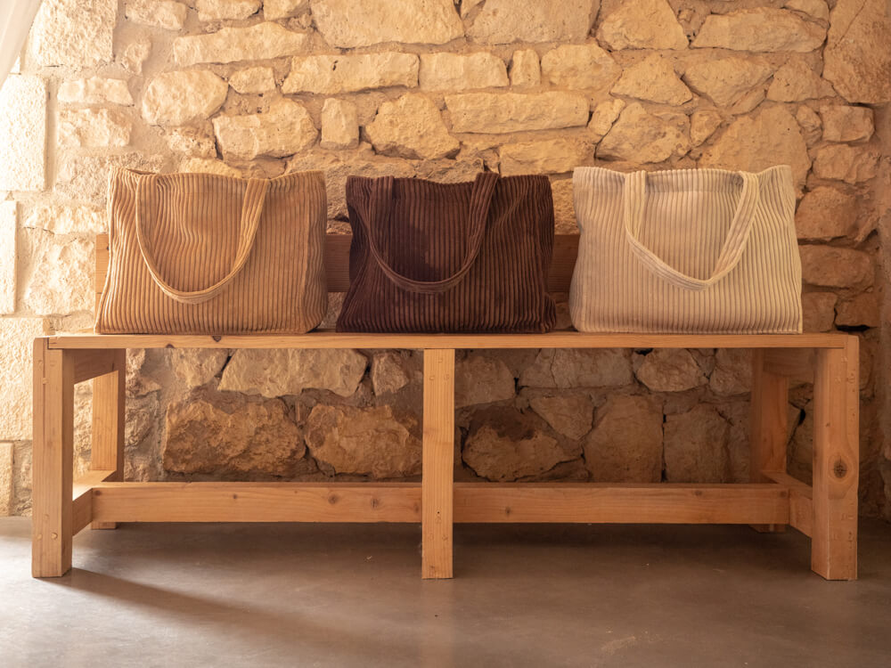 Grand cabas "Volt" velours - Ivory