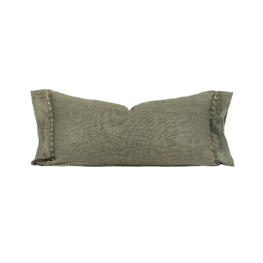 Coussin "Comics" lin brodé - Vétyver