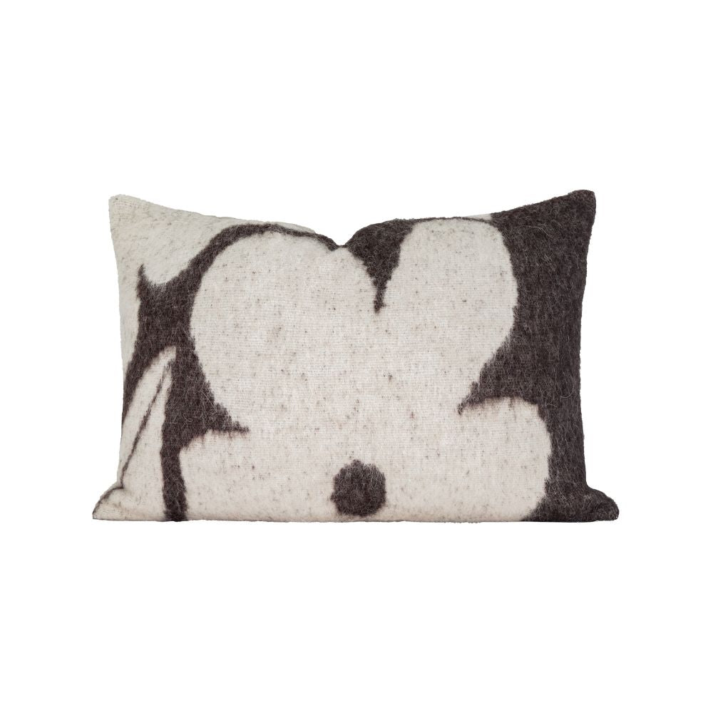 Coussin en laine à motifs fleuris "Mimo" - Cacao
