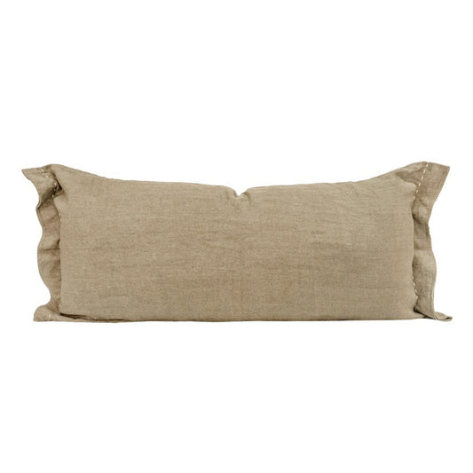 Coussin "Crush" lin brodé - Sable