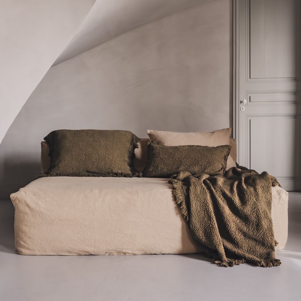 Coussin "Fado" coton alvéolé - Bronze