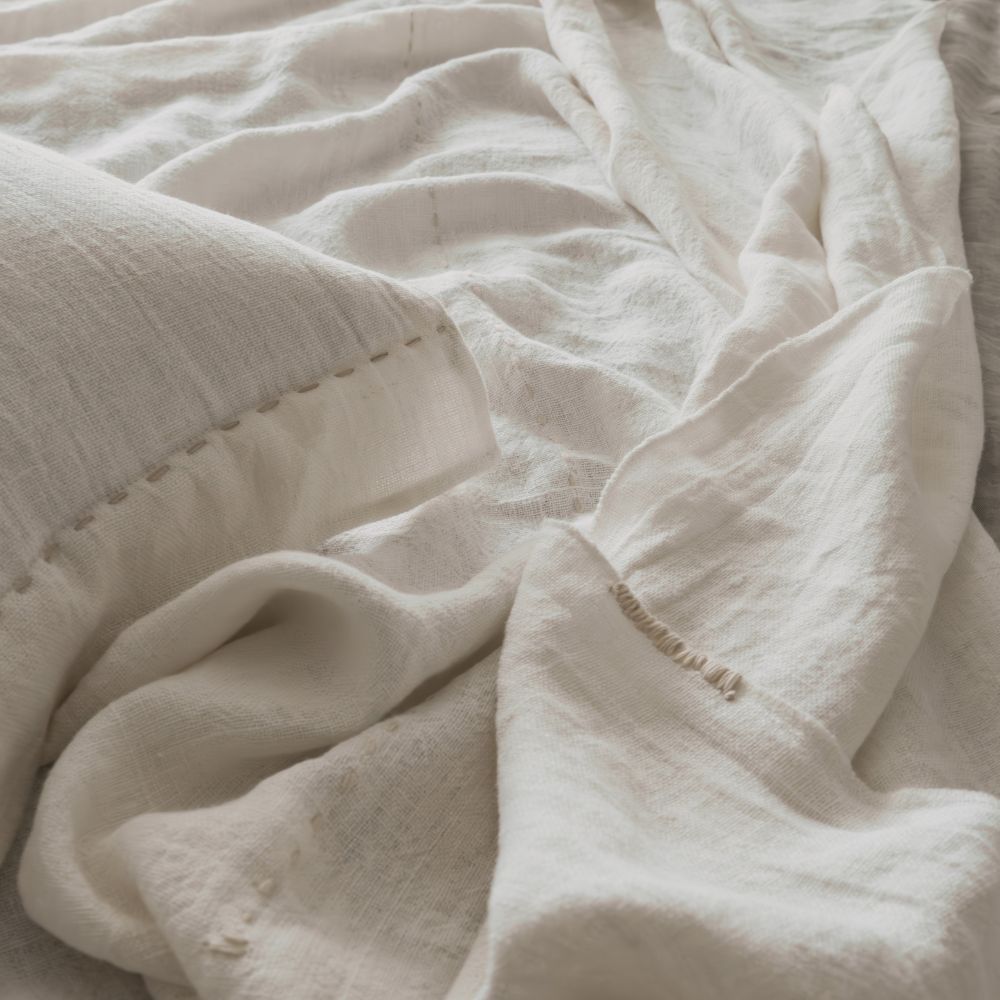 Coussin "Comics" lin brodé - Snowy