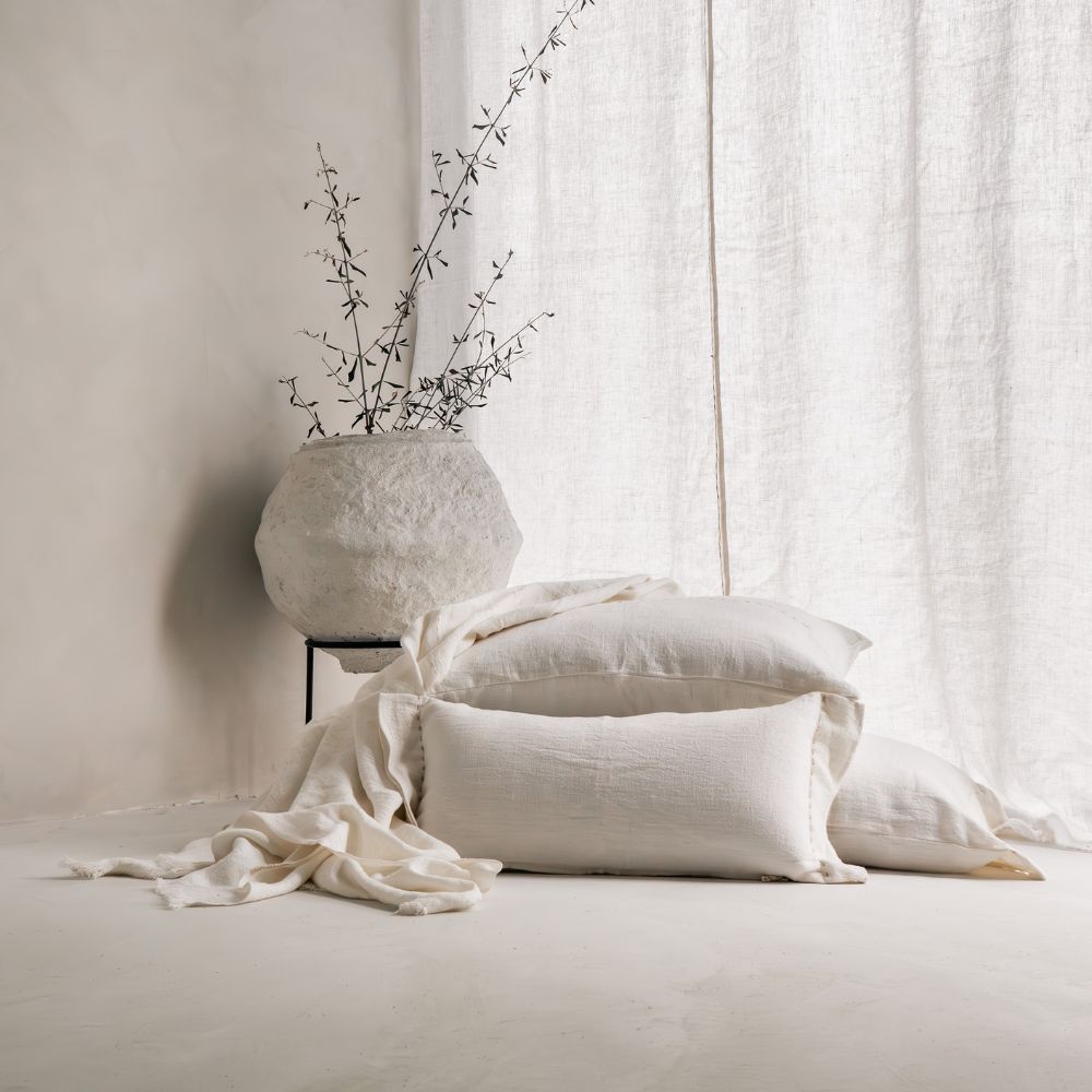 Coussin "Comics" lin brodé - Snowy