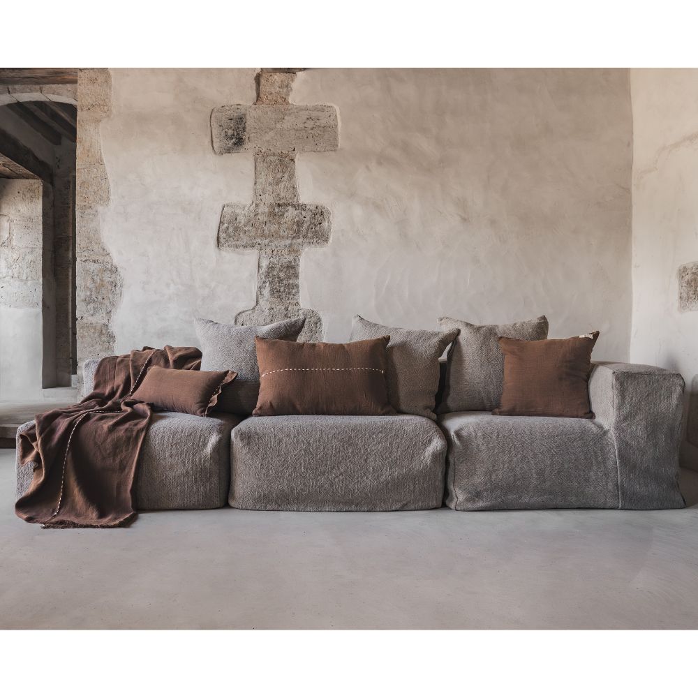 Coussin "Copper" lin brodé - Bison