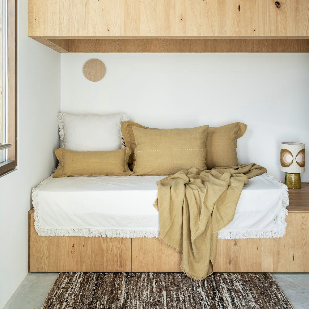 Coussin "Copper" lin brodé - Honey