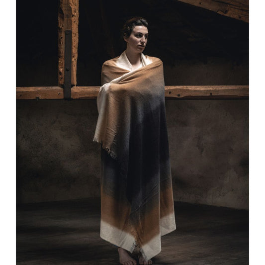 Étole tie an dye en laine "Morille" - Pepper