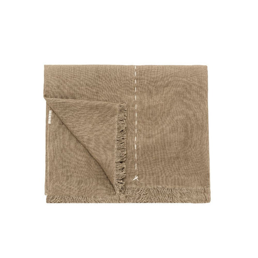 Plaid frangé en lin "Come Back" - Sable