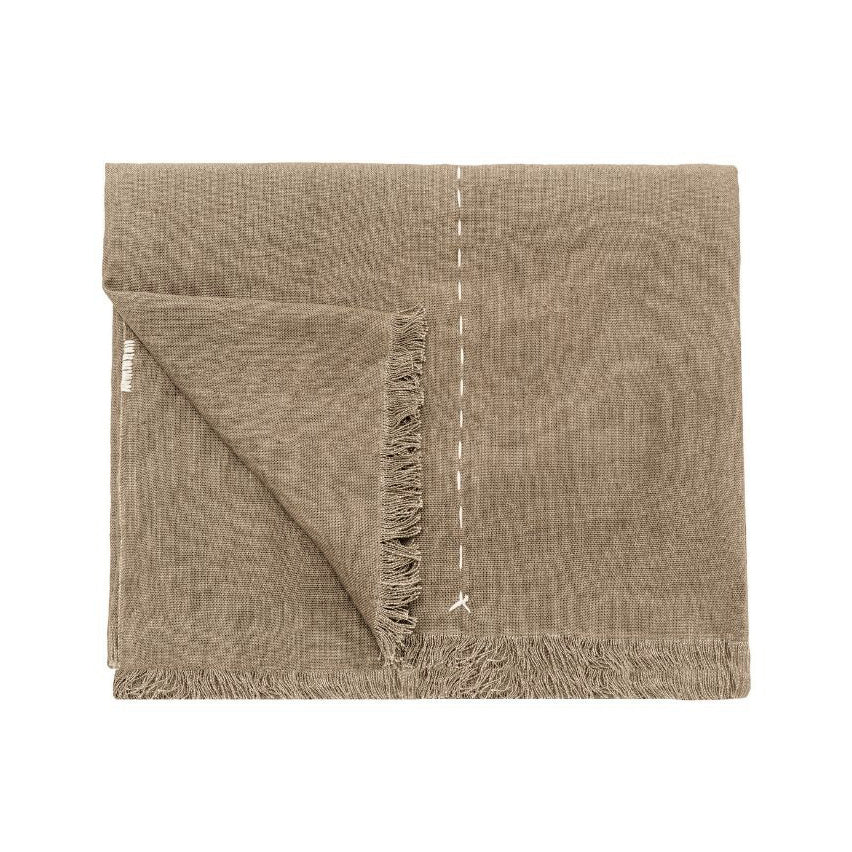 Plaid brodé "Come Back" lin - Sable