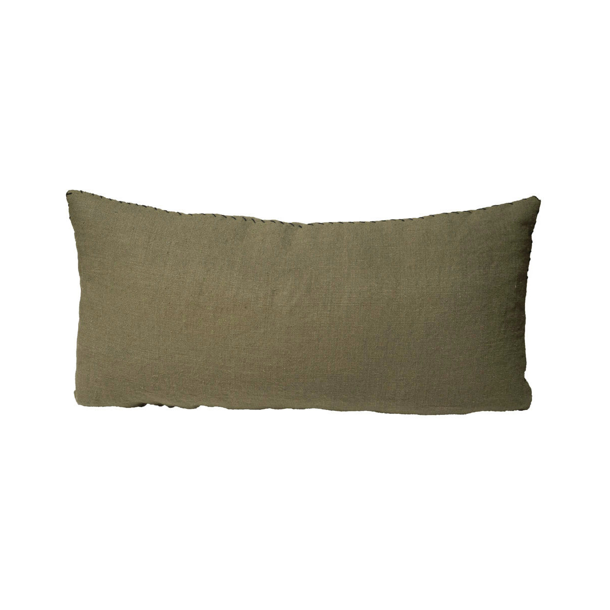 Coussin "Bill" lin brodé - Kaki