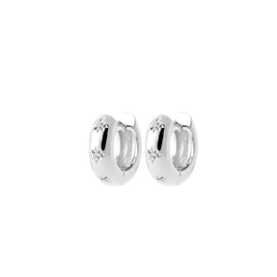 Mini-créoles "tube" Argent & Zircons 15mm