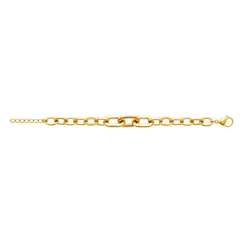 Bracelet chaîne maillons larges acier doré