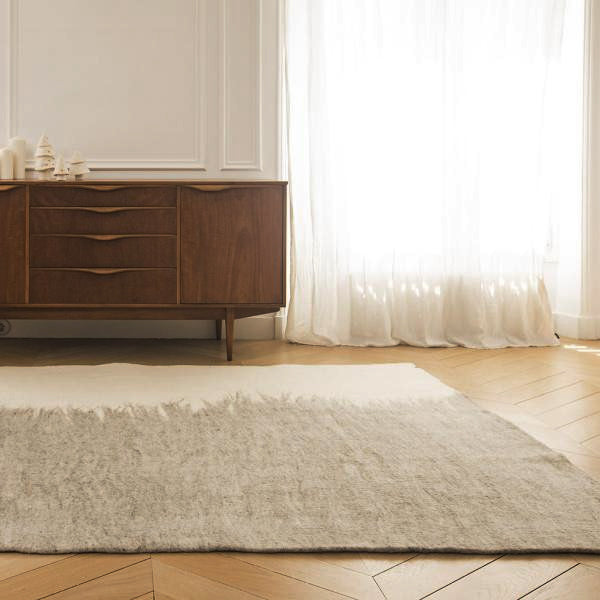 Tapis "Brush large" laine 160x200 - Pierre/naturel