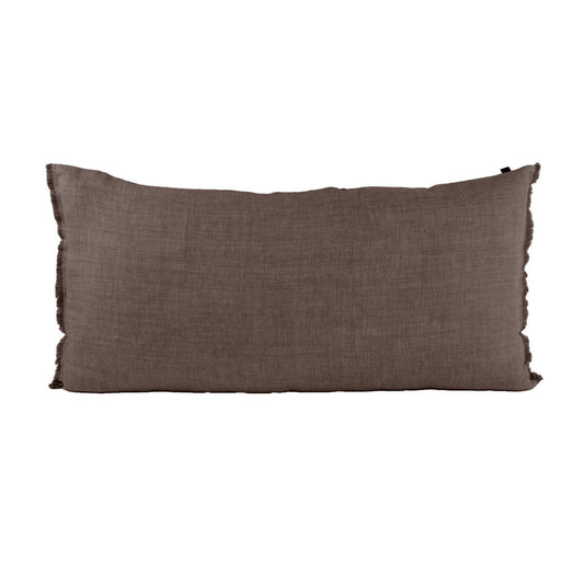 Housse de coussin XL "Cuba" lin bicolore - Charbon