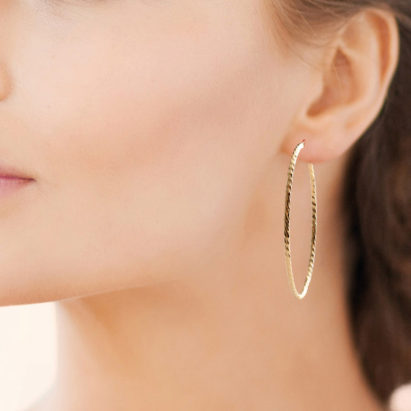 Créoles guillochées plaqué Or - 60mm