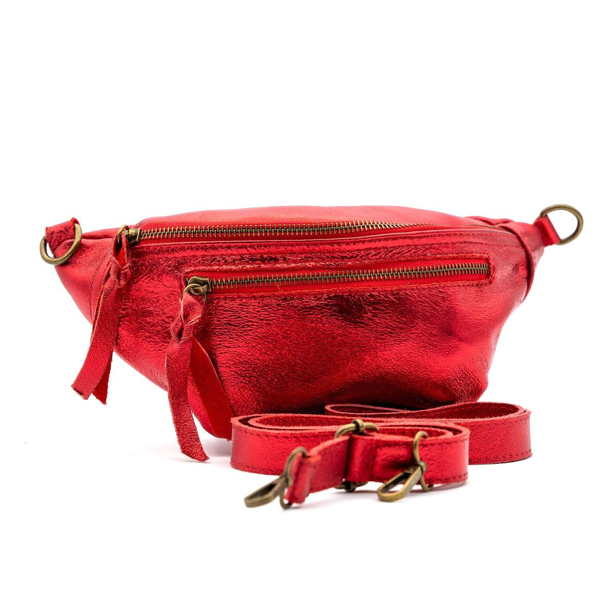 Banane cuir métallisé - Rouge