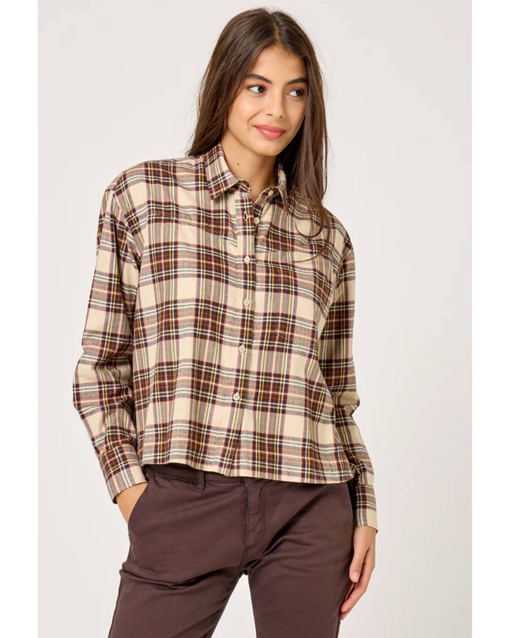Chemise "Clarence" carreaux - Greige