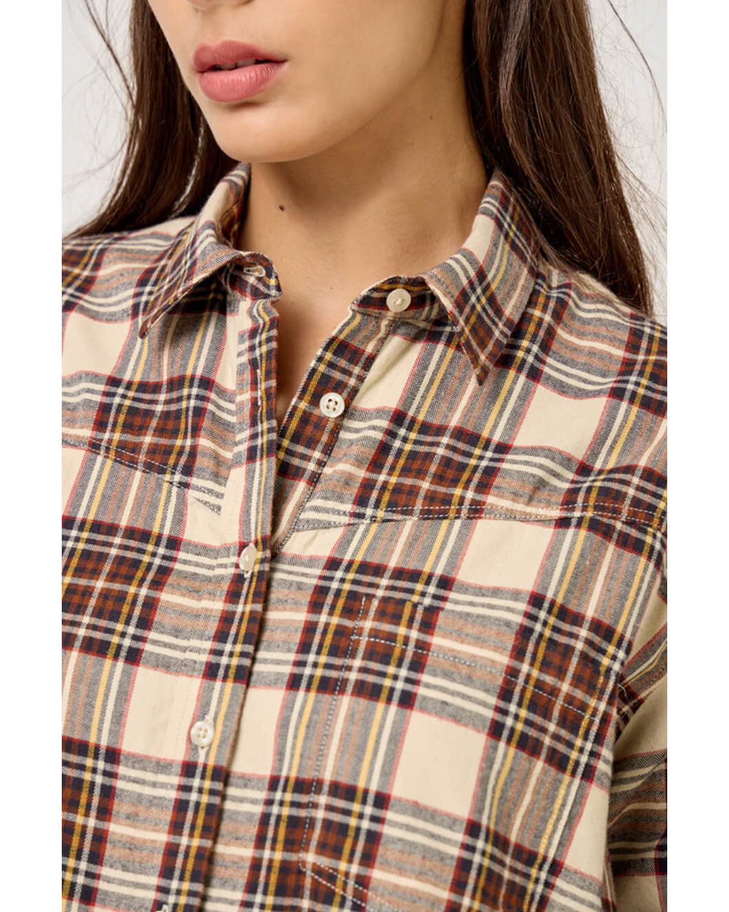 Chemise "Clarence" carreaux - Greige