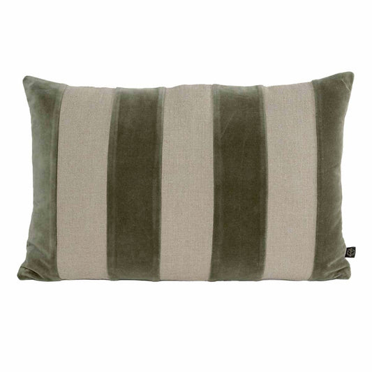 Housse de coussin lin & velours "Brisbane" - Kaki