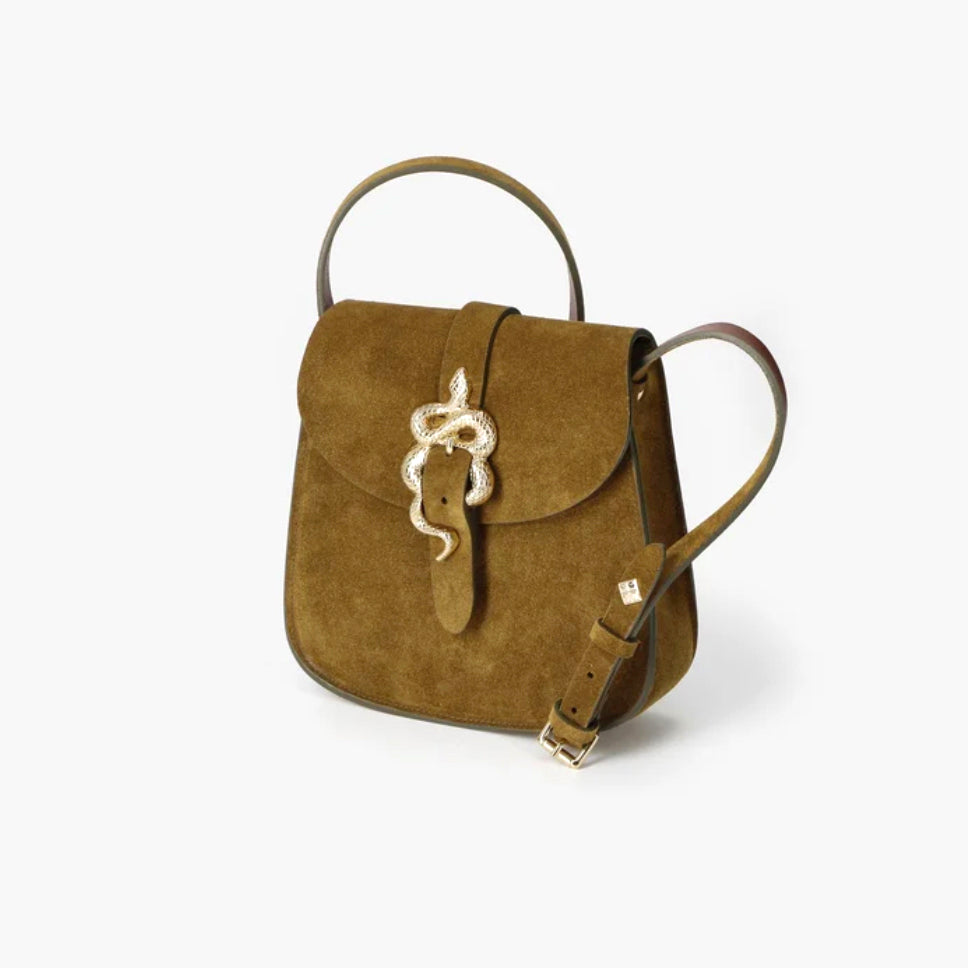 Sac "Sab Barbier" cuir velours - Bronze