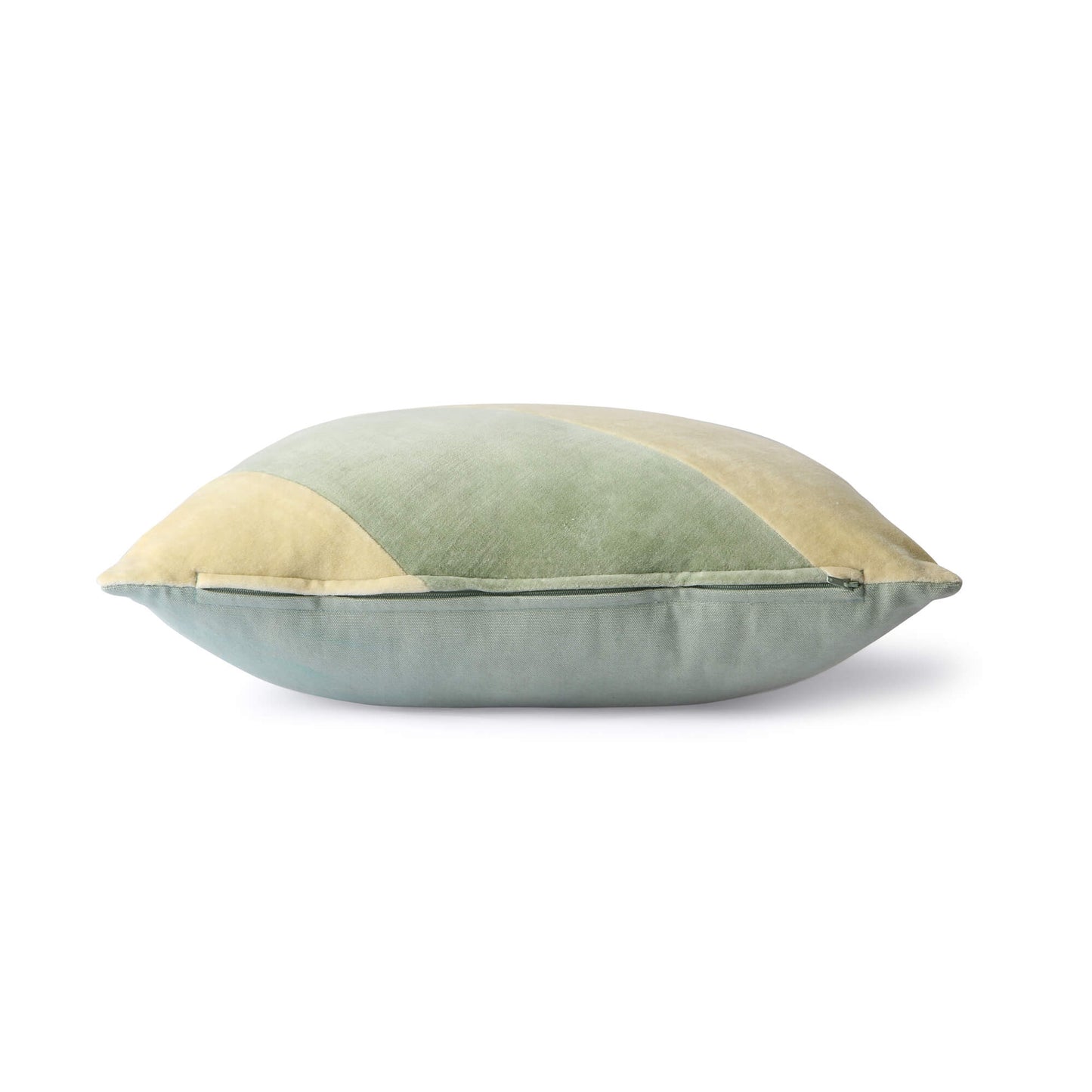 Coussin rayé velours - Menthe/crème