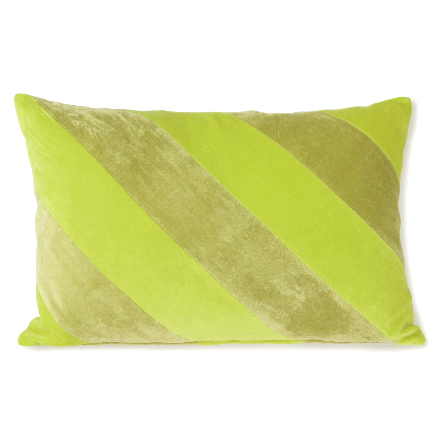 Coussin rayé velours - Absynthe /jaune